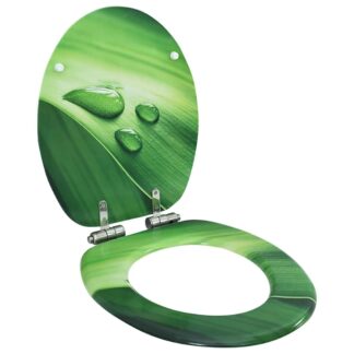 vidaXL Κάλυμμα Λεκάνης Καπάκι Soft Close Σχέδιο Σταγόνες Πράσινο MDF