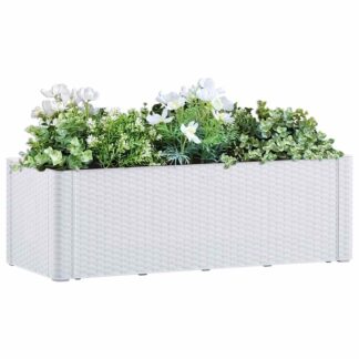 vidaXL Ζαρντινιέρα Κήπου Λευκή 100x43x33 εκ. με Αυτόματο Πότισμα
