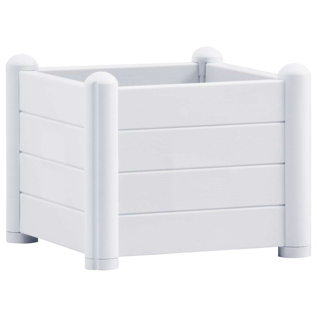 vidaXL Ζαρντινιέρα Υπερυψωμένη Λευκή 43 x 43 x 35 εκ. Πολυπροπυλένιο - Image 2