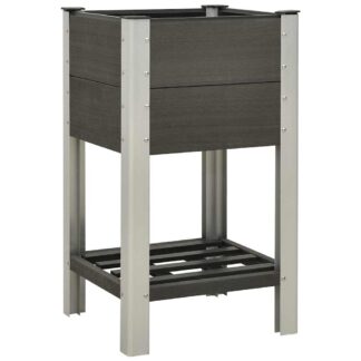 vidaXL Ζαρντινιέρα Υπερυψωμένη με Ράφι Γκρι 50 x 50 x 90 εκ. από WPC