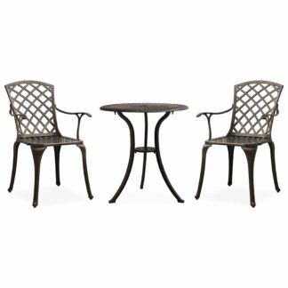 vidaXL Σετ Επίπλων Bistro 3 Τεμαχίων Μπρονζέ από Χυτό Αλουμίνιο