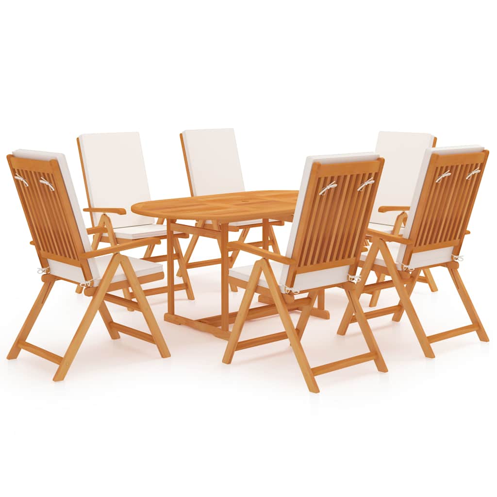 vidaXL Σετ Τραπεζαρίας Κήπου 7 Τεμ. από Μασίφ Ξύλο Teak με Μαξιλάρια - Image 2