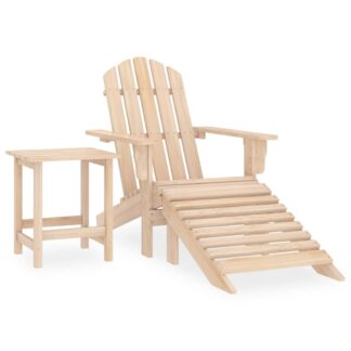 vidaXL Καρέκλα Κήπου Adirondack με Υποπόδιο & Τραπέζι από Ξύλο Ελάτης