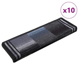 vidaXL Πατάκια Σκάλας Αυτοκόλλητα 10 τεμ. Μαύρα/Γκρι 65x21x4 εκ.