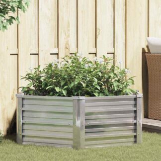 vidaXL Ζαρντινιέρα Υπερυψωμένη Ασημί 129 x 45 εκ. Γαλβανισμ. Χάλυβας