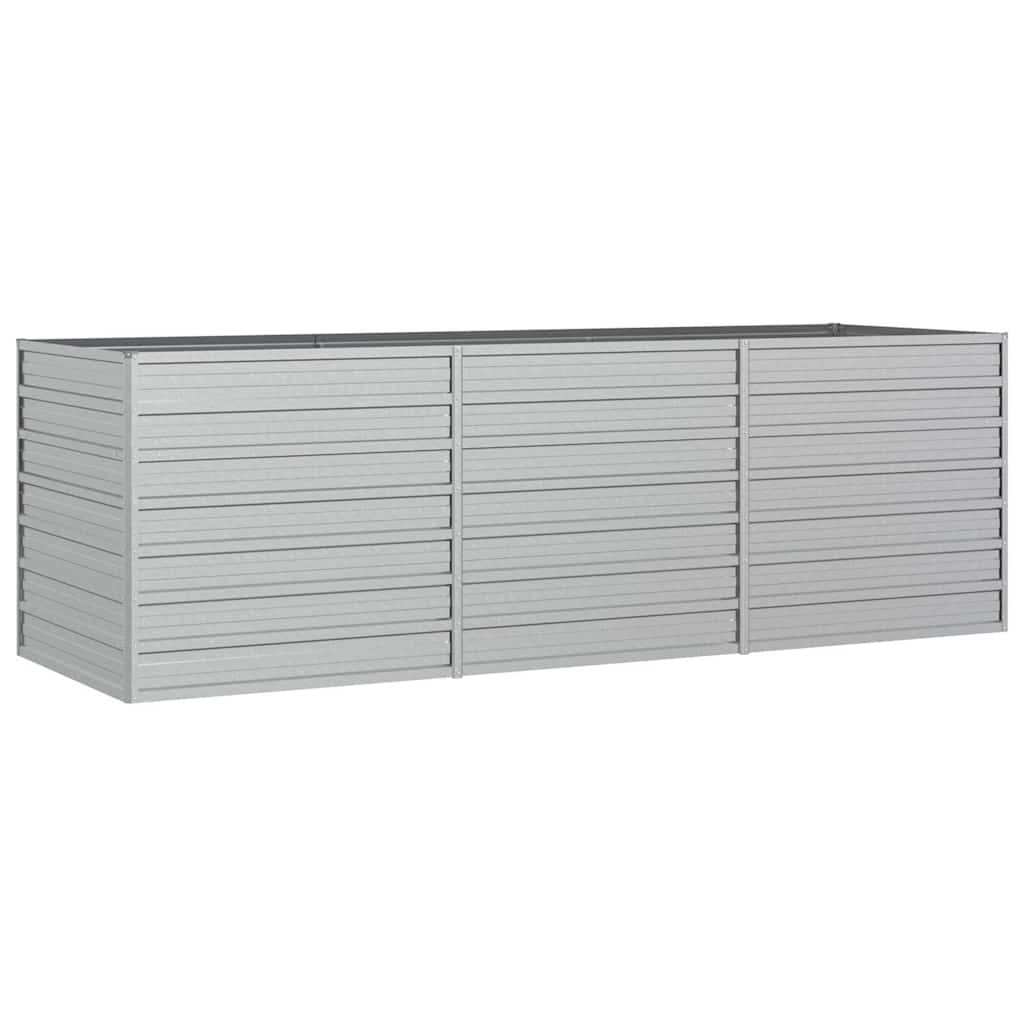 vidaXL Ζαρντινιέρα Υπερυψωμένη Ασημί 240x80x77 εκ. Γαλβανισμ. Χάλυβας - Image 2