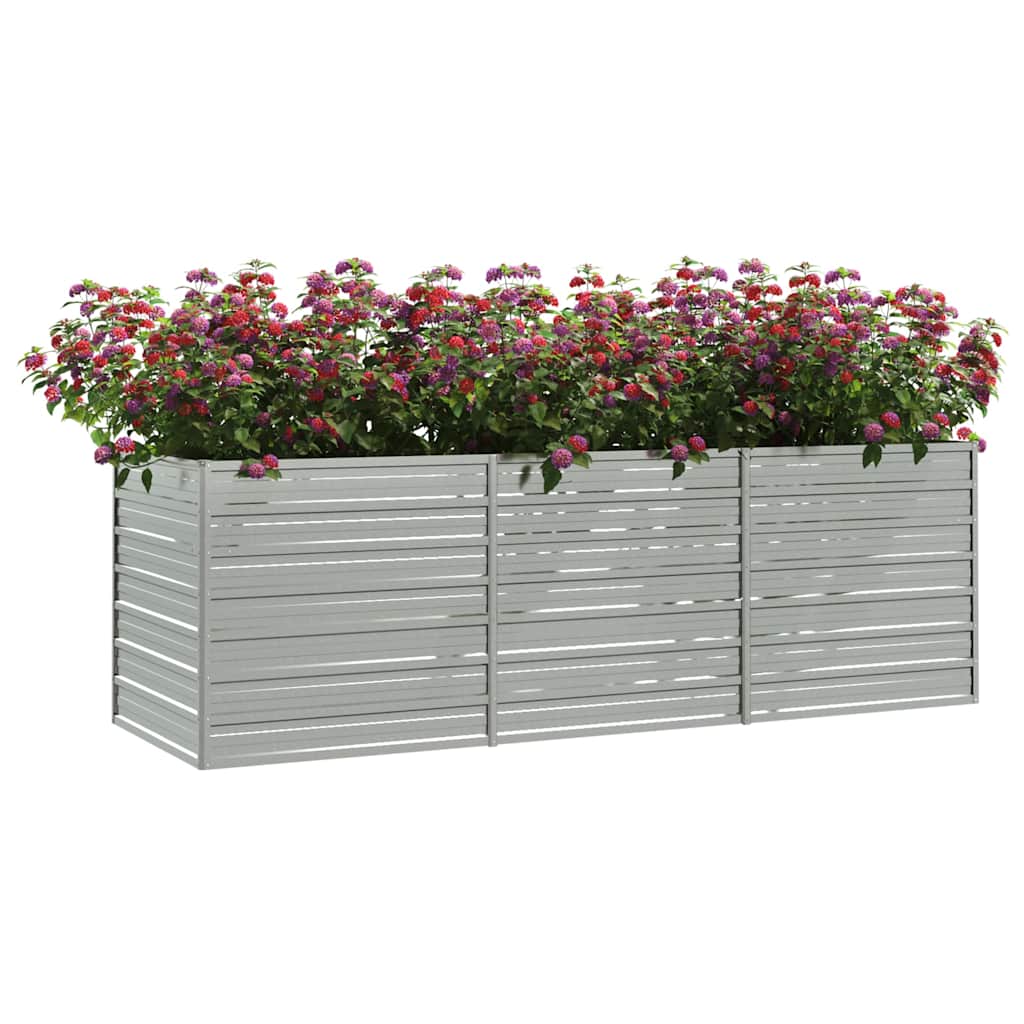 vidaXL Ζαρντινιέρα Υπερυψωμένη Ασημί 240x80x77 εκ. Γαλβανισμ. Χάλυβας - Image 3