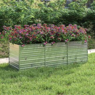 vidaXL Ζαρντινιέρα Υπερυψωμένη Ασημί 240x80x77 εκ. Γαλβανισμ. Χάλυβας
