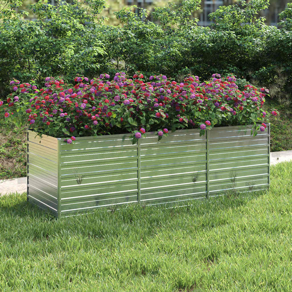 vidaXL Ζαρντινιέρα Υπερυψωμένη Ασημί 240x80x77 εκ. Γαλβανισμ. Χάλυβας