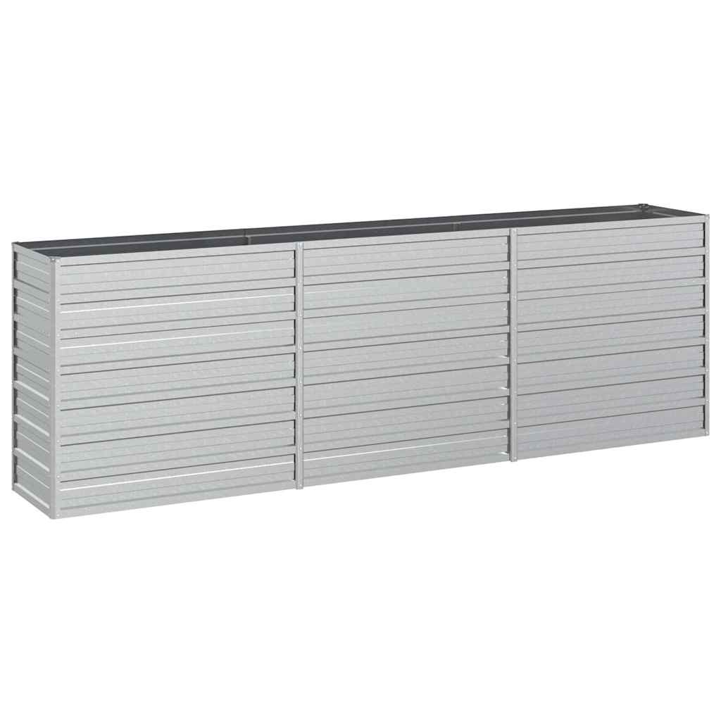 vidaXL Ζαρντινιέρα Υπερυψωμένη Ασημί 240x40x77 εκ. Γαλβανισμ. Χάλυβας - Image 2