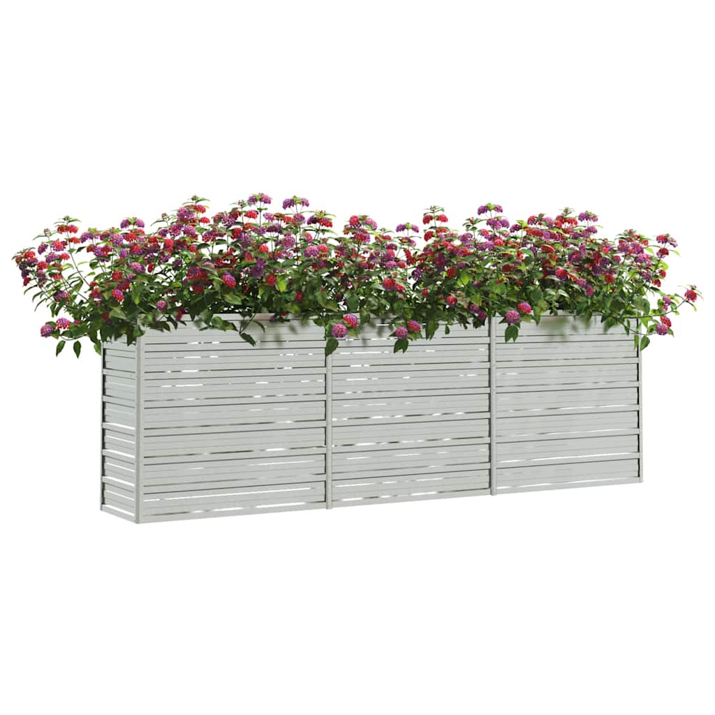vidaXL Ζαρντινιέρα Υπερυψωμένη Ασημί 240x40x77 εκ. Γαλβανισμ. Χάλυβας - Image 3