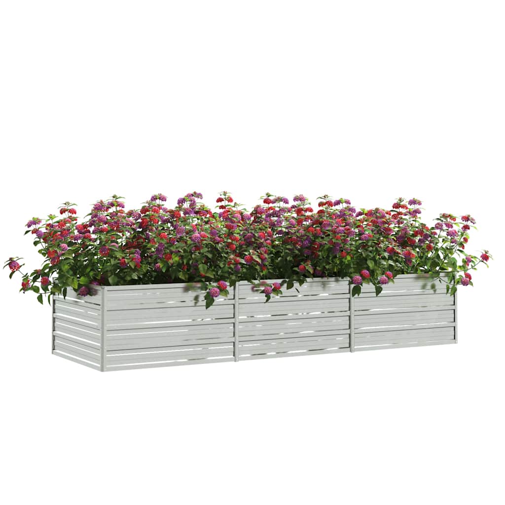 vidaXL Ζαρντινιέρα Υπερυψωμένη Ασημί 240x80x45 εκ. Γαλβανισμ. Χάλυβας - Image 3