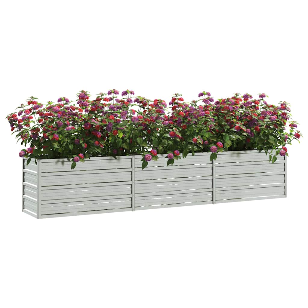 vidaXL Ζαρντινιέρα Υπερυψωμένη Ασημί 240x40x45 εκ. Γαλβανισμ. Χάλυβας - Image 3