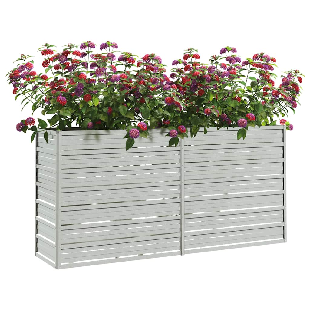 vidaXL Ζαρντινιέρα Υπερυψωμένη Ασημί 160x40x77 εκ. Γαλβανισμ. Χάλυβας - Image 3