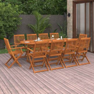 vidaXL Σετ Τραπεζαρίας Κήπου 11 Τεμαχίων 220x90x75 εκ. Μασίφ Ακακία