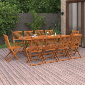vidaXL Σετ Τραπεζαρίας Κήπου 11 Τεμαχίων 220x90x75 εκ. Μασίφ Ακακία