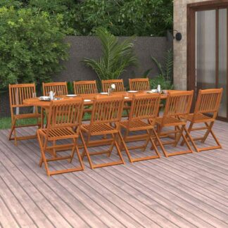 vidaXL Σετ Τραπεζαρίας Κήπου 11 Τεμαχίων 280x90x75 εκ. Μασίφ Ακακία