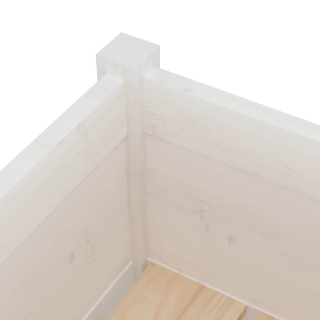 vidaXL Ζαρντινιέρα Λευκή 70 x 70 x 70 εκ. από Μασίφ Ξύλο Πεύκου - Image 5
