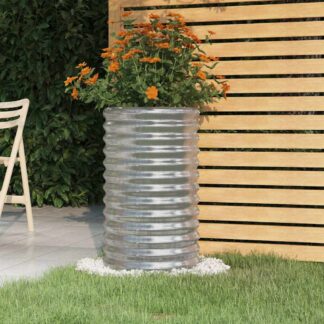 vidaXL Ζαρντινιέρα Ασημί 40x40x68 εκ. Γαλβανισμένος χάλυβας