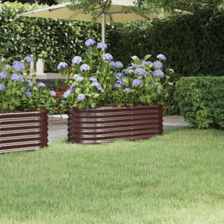 vidaXL Ζαρντινιέρα Υπερυψωμένη Καφέ 114x40x36 εκ. Γαλβανισμένος χάλυβας