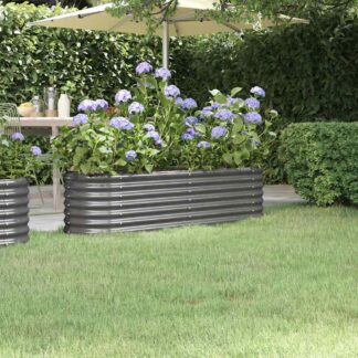 vidaXL Ζαρντινιέρα Υπερυψωμένη Γκρι 152x40x36 εκ. Γαλβανισμένος χάλυβας