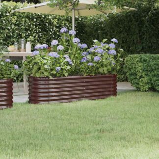 vidaXL Ζαρντινιέρα Καφέ 152x40x36 εκ. Γαλβανισμένος χάλυβας