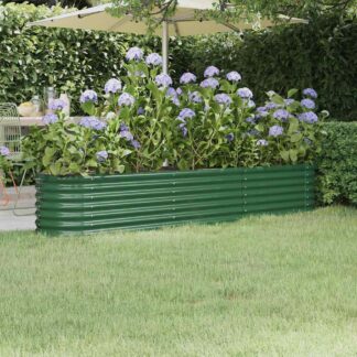 vidaXL Ζαρντινιέρα Πράσινη 224x40x36 εκ Γαλβανισμένος χάλυβας
