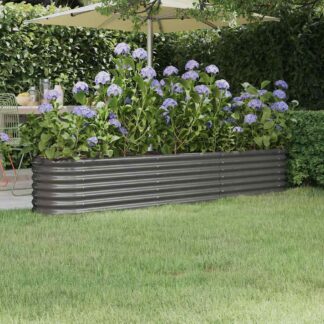 vidaXL Ζαρντινιέρα Γκρι 224x40x36 εκ. Γαλβανισμένος χάλυβας