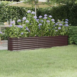 vidaXL Ζαρντινιέρα Καφέ 224x40x36 εκ. Γαλβανισμένος χάλυβας