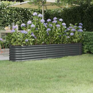 vidaXL Ζαρντινιέρα Ανθρακί 224x40x36 εκ Γαλβανισμένος χάλυβας