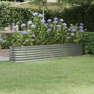 vidaXL Ζαρντινιέρα Ασημί 224x40x36 εκ. Γαλβανισμένος χάλυβας