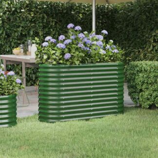 vidaXL Ζαρντινιέρα Πράσινη 114x40x68 εκ Γαλβανισμένος χάλυβας