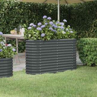 vidaXL Ζαρντινιέρα Ανθρακί 114x40x68 εκ Γαλβανισμένος χάλυβας