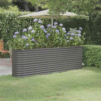 vidaXL Ζαρντινιέρα Γκρι 224x40x68 εκ. Γαλβανισμένος χάλυβας