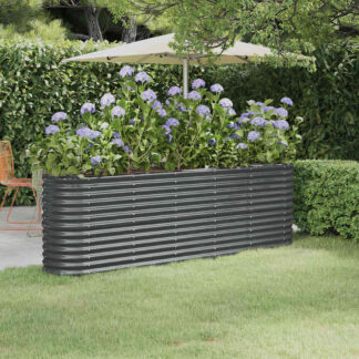 vidaXL Ζαρντινιέρα Ανθρακί 224x40x68 εκ Γαλβανισμένος χάλυβας