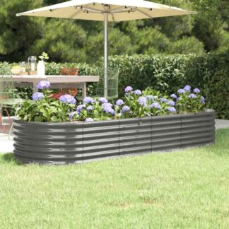 vidaXL Ζαρντινιέρα Γκρι 224x80x36 εκ Γαλβανισμένος χάλυβας