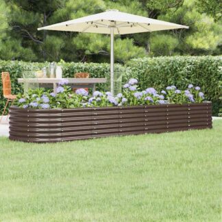 vidaXL Ζαρντινιέρα Καφέ 296x80x36 εκ. Γαλβανισμένος χάλυβας