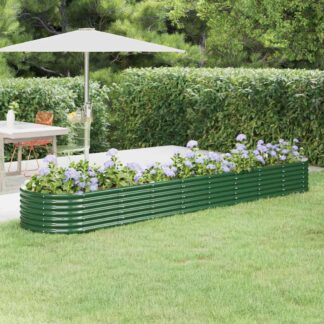 vidaXL Ζαρντινιέρα Πράσινη 368x80x36 εκ Γαλβανισμένος χάλυβας