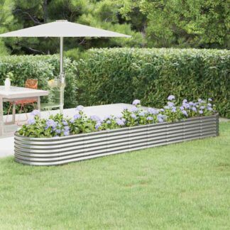 vidaXL Ζαρντινιέρα Ασημί 368x80x36 εκ. Γαλβανισμένος χάλυβας