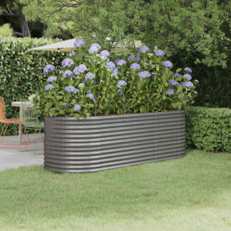 vidaXL Ζαρντινιέρα Γκρι 224x80x68 εκ. Γαλβανισμένος χάλυβας
