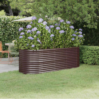 vidaXL Ζαρντινιέρα Καφέ 224x80x68 εκ. Γαλβανισμένος χάλυβας