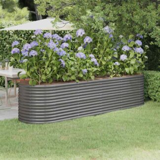 vidaXL Ζαρντινιέρα Γκρι 296x80x68 εκ. Γαλβανισμένος χάλυβας