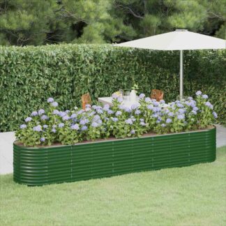 vidaXL Ζαρντινιέρα Πράσινη 368x80x68 εκ Γαλβανισμένος χάλυβας