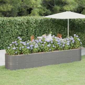 vidaXL Ζαρντινιέρα Γκρι 368x80x68 εκ. Γαλβανισμένος χάλυβας