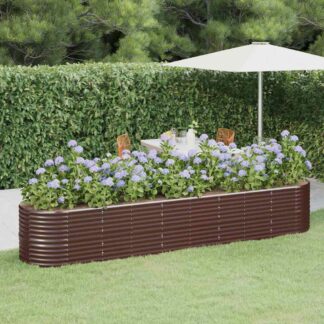 vidaXL Ζαρντινιέρα Καφέ 368x80x68 εκ. Γαλβανισμένος χάλυβας