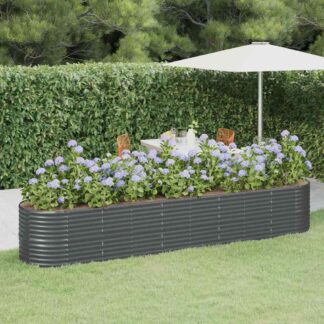 vidaXL Ζαρντινιέρα Ανθρακί 368x80x68 εκ Γαλβανισμένος χάλυβας