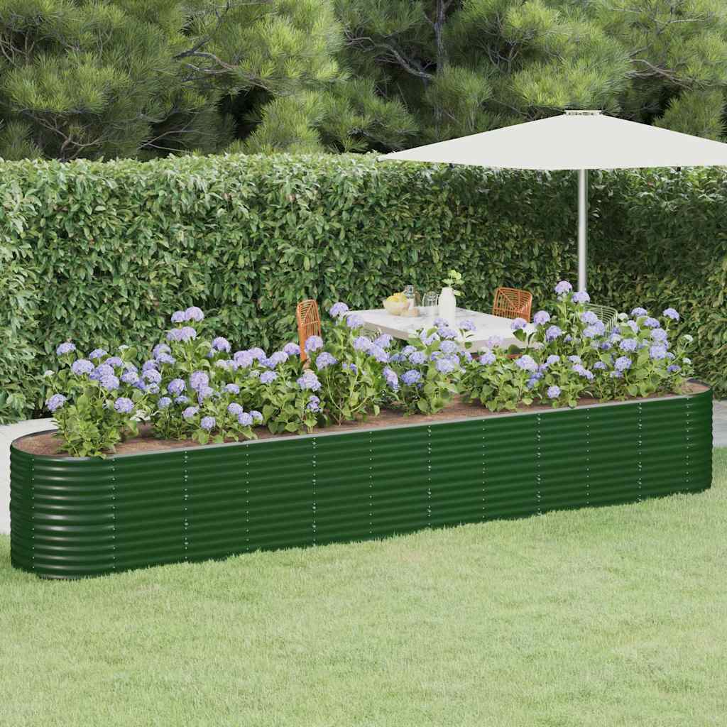 vidaXL Ζαρντινιέρα Πράσινη 440x80x68 εκ Γαλβανισμένος χάλυβας