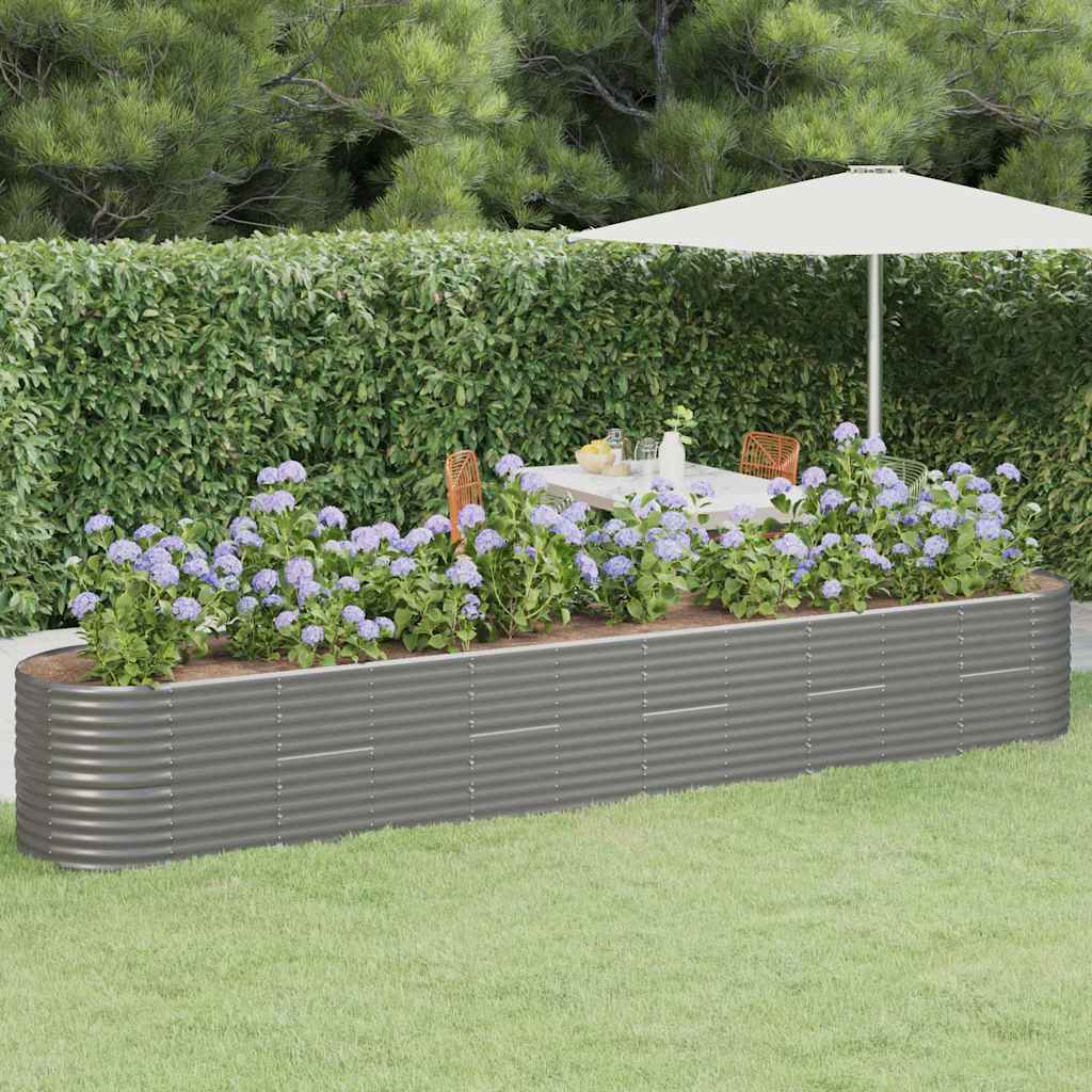 vidaXL Ζαρντινιέρα Γκρι 440x80x68 εκ. Γαλβανισμένος χάλυβας