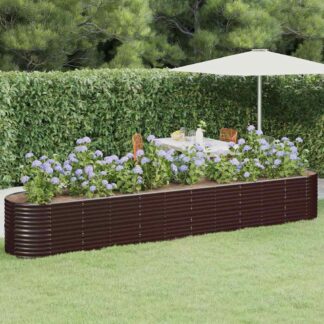 vidaXL Ζαρντινιέρα Καφέ 440x80x68 εκ. Γαλβανισμένος χάλυβας