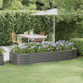 vidaXL Ζαρντινιέρα Γκρι 249x100x36 εκ. Γαλβανισμένος χάλυβας